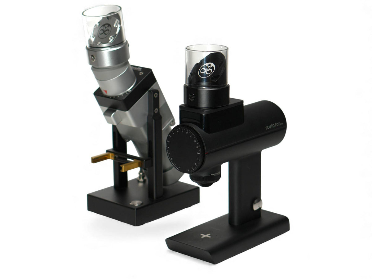 Slow Feeder Metal mounted on a single dose grinder