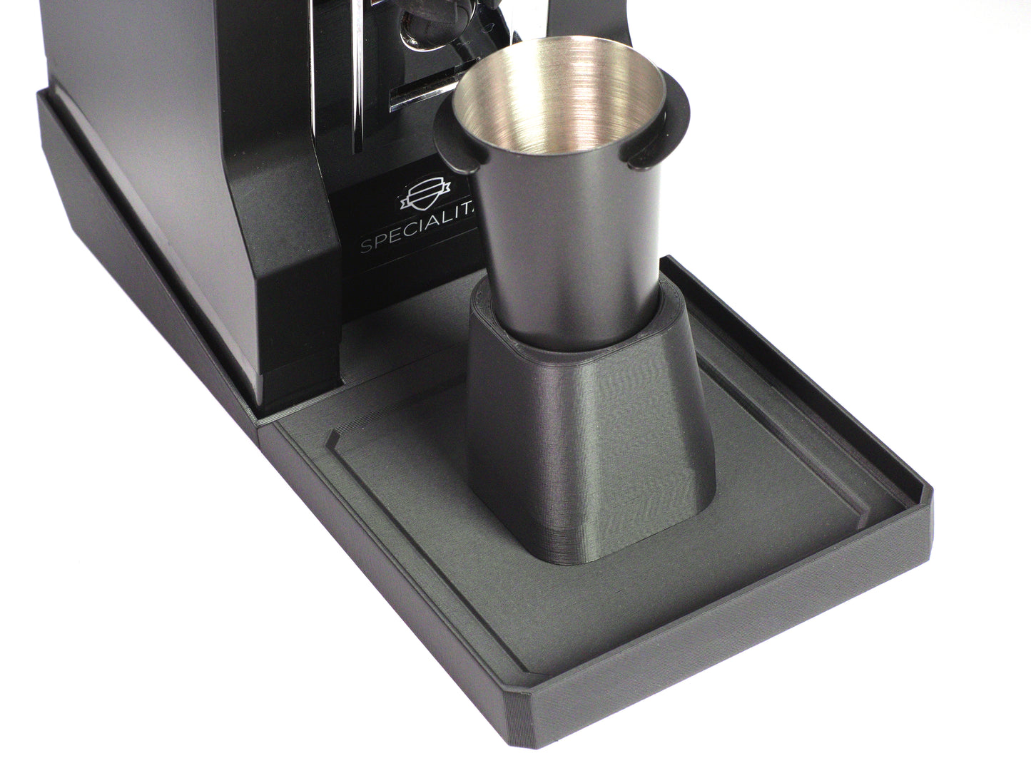 Eureka Mignon Set with Tilted Base | Magnetic Front Tray | Metallic Dosing Cup and Stand | Low Retention Kit | Reduced Coffee Spillage